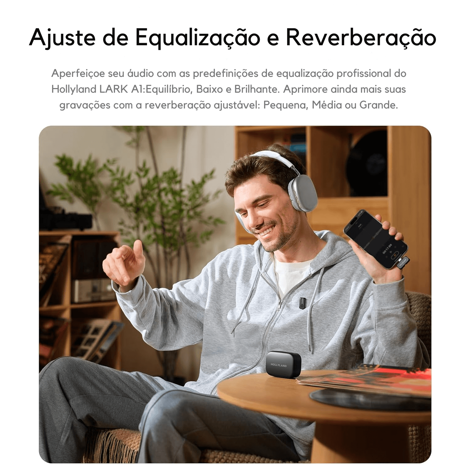 Sistema Microfone Duplo Hollyland LARK A1 Mini Duo Wireless 2 Pessoas Smartphones USB-C