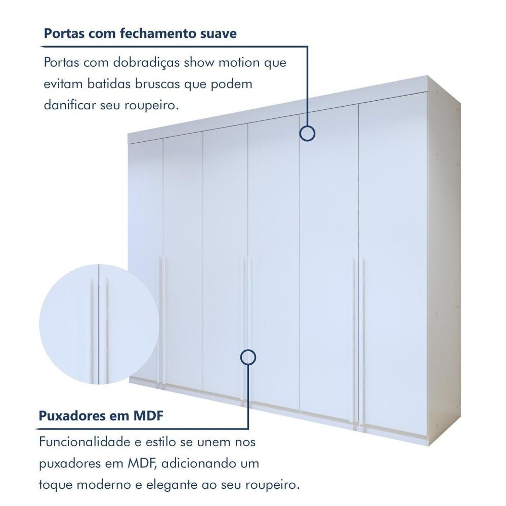 Guarda-roupa 6 Portas 100% Mdf Versatil Branco
