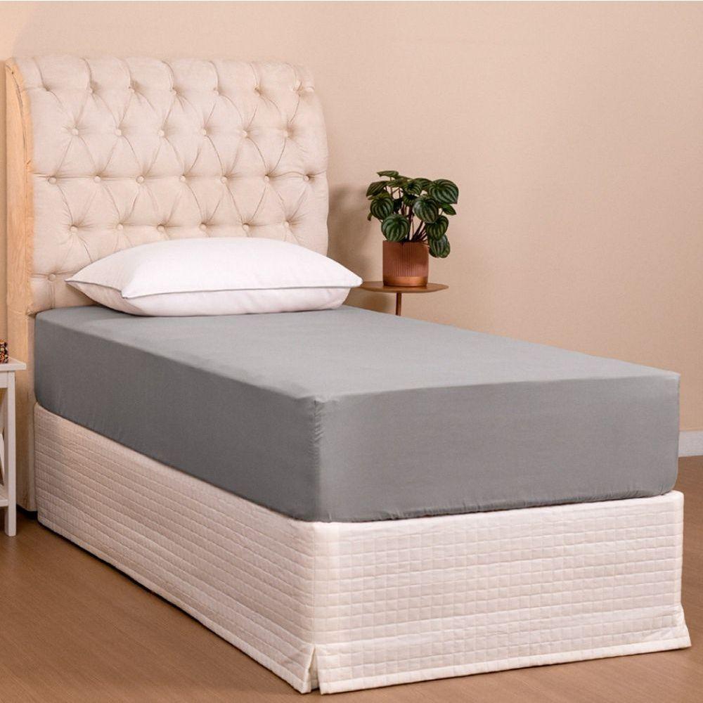 Miniatura Jogo De Lençol Solteiro Linea Micropercal 200 Fios 2 Peças - Cinza