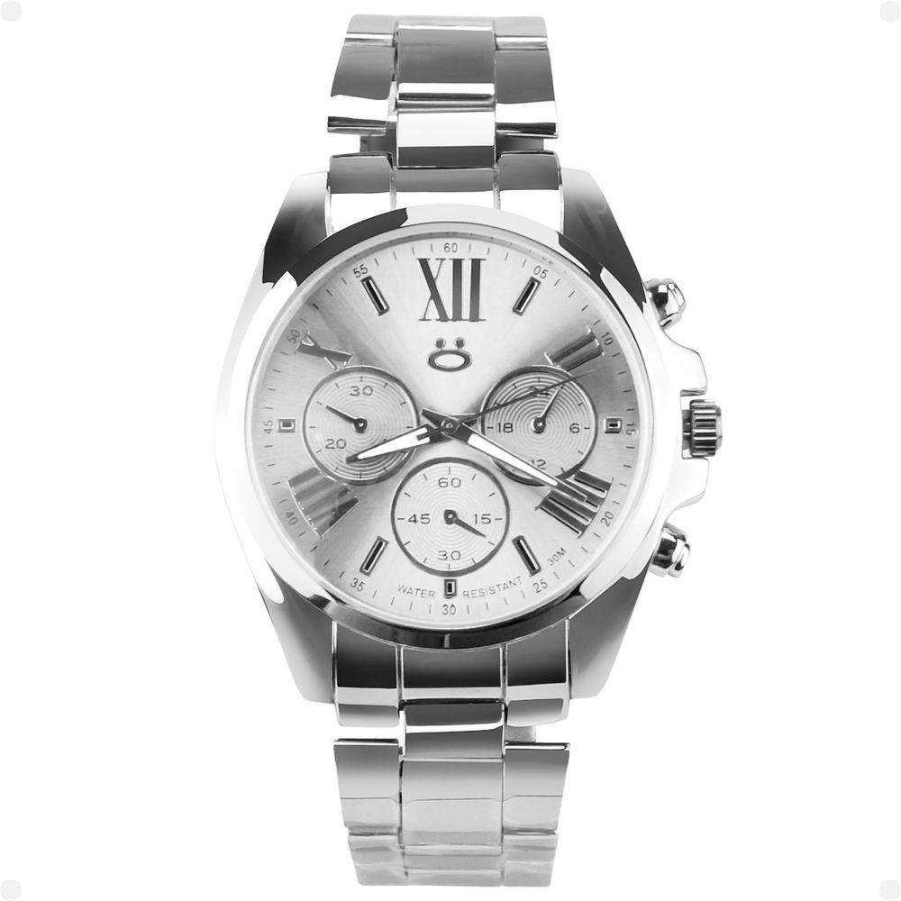 Miniatura Relógio Feminino Social Aço Inox Prata Casual + Caixa