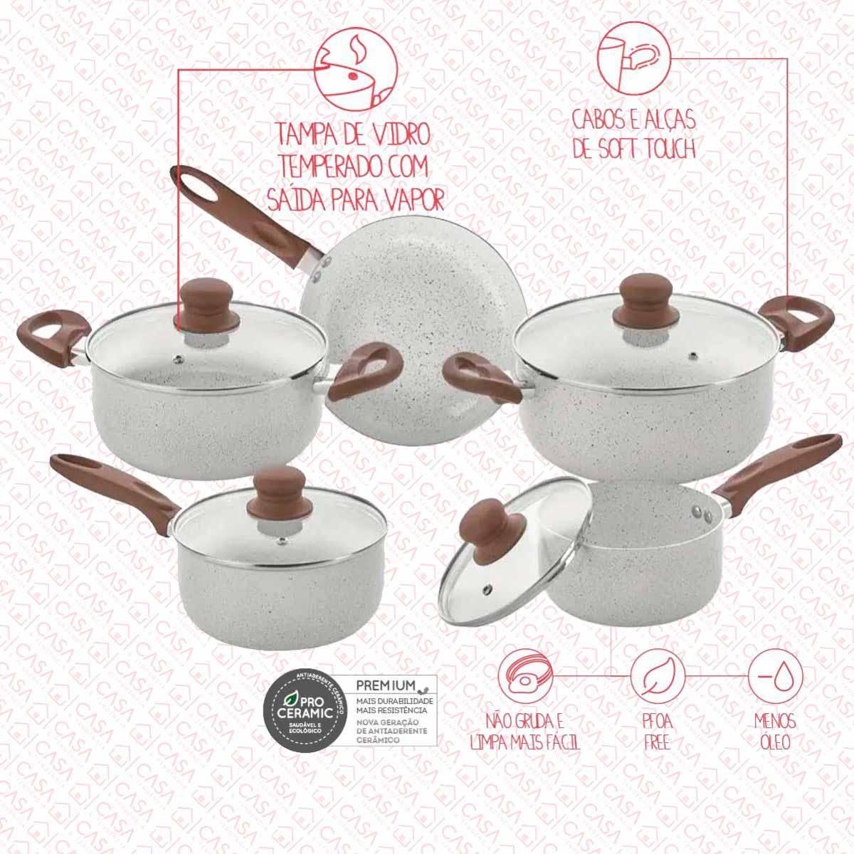 Miniatura Jogo Panelas Hauskraft Revestimento Ceramico Indução 5 Peças