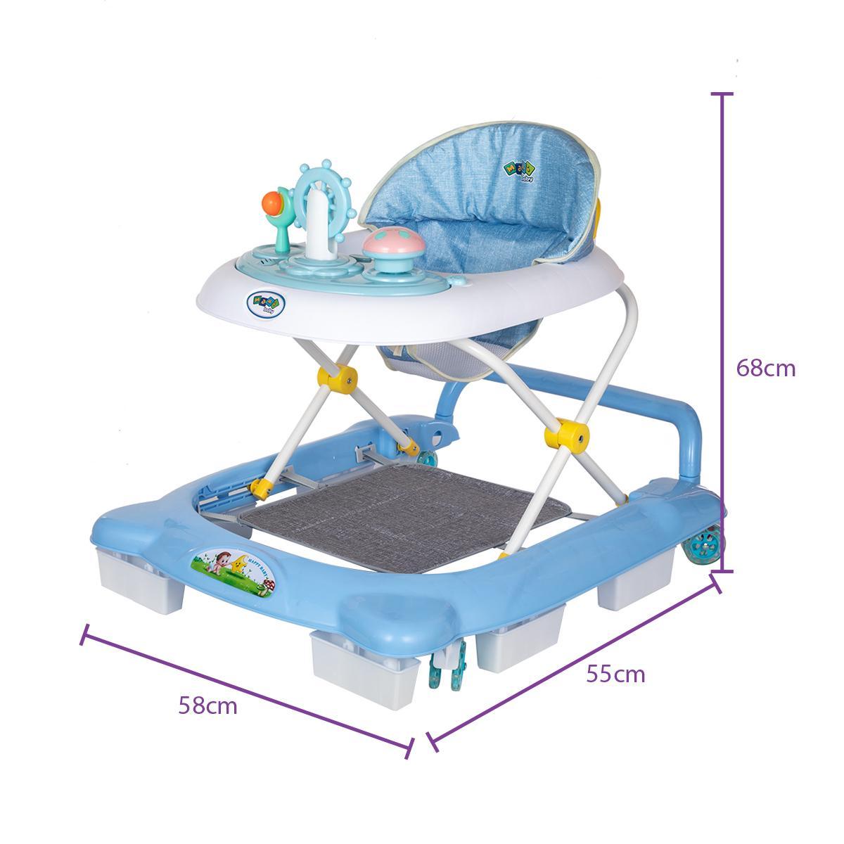 Andador Infantil Maxi Baby - 4 Rodas, 4 Freios - Azul