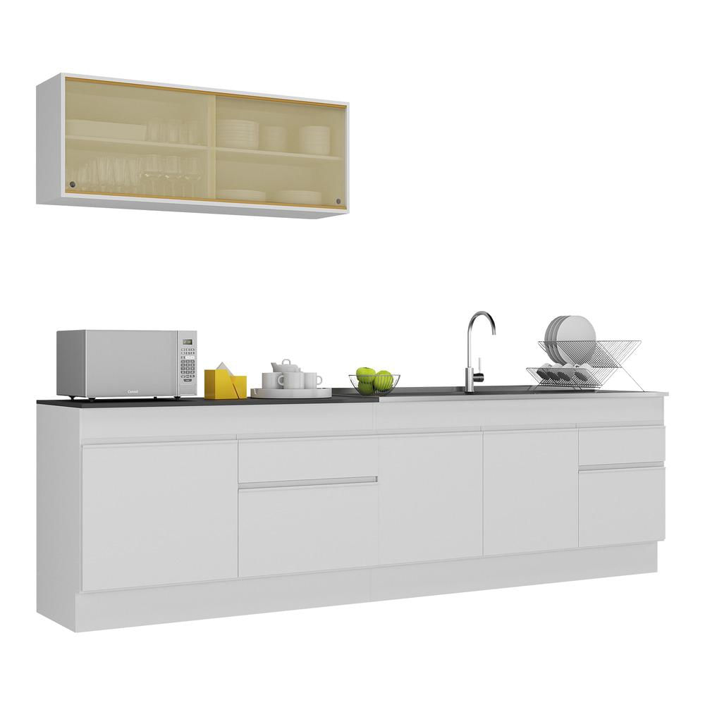 Miniatura Armário de Cozinha Compacta 270cm com Rodapé Veneza Multimóveis V2112 Branco