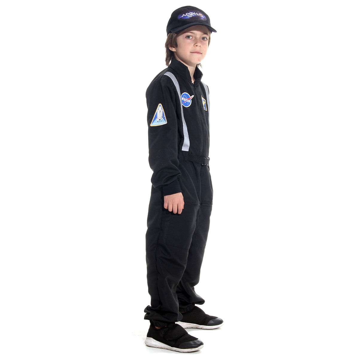 Miniatura Fantasia Astronauta Preto Infantil Luxo com Boné G