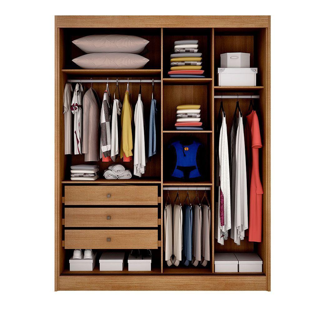 Miniatura Guarda Roupa Carrara 2 Portas 3 Gavetas Clic Moveis Cumaru