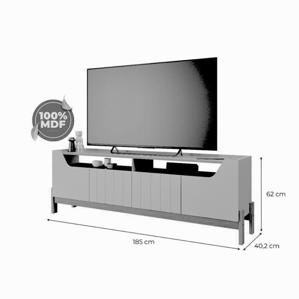 Miniatura Conjunto Rack Moema e Painel Trend para Tv de até 60 Polegadas 100% Mdf Espresso Móveis Cinamomo/Off White
