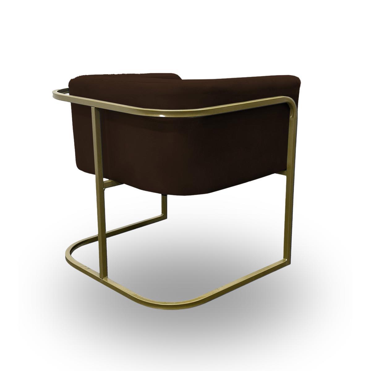 Miniatura Poltrona Betina - Base Quadrada Dourada - Marrom