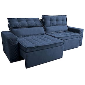 Miniatura Sofá 4 Lugares Cama inBox Belém Retrátil e Reclinável Revestido em Suede Velusoft - 230cm de largura Azul