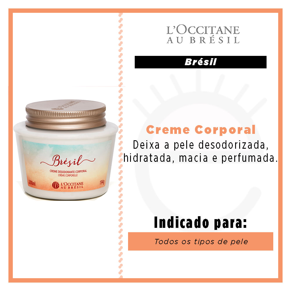 Miniatura Hidratante Corporal L’Occitane au Brésil - Creme Desodorante Corporal Brésil 200ml