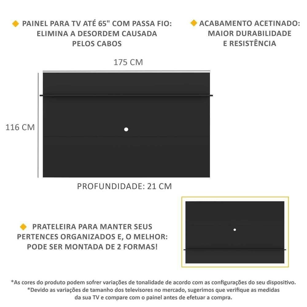 Miniatura Painel Com Prateleira Para Tv Até 65´´ Amsterdã Plus Fg3363 Preto