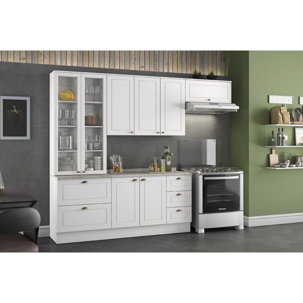 Cozinha Modulada Henn Americana 5pçs (2 Armários 1 Balcão 1 Paneleiro 1 Complemento) C5P14 Branco