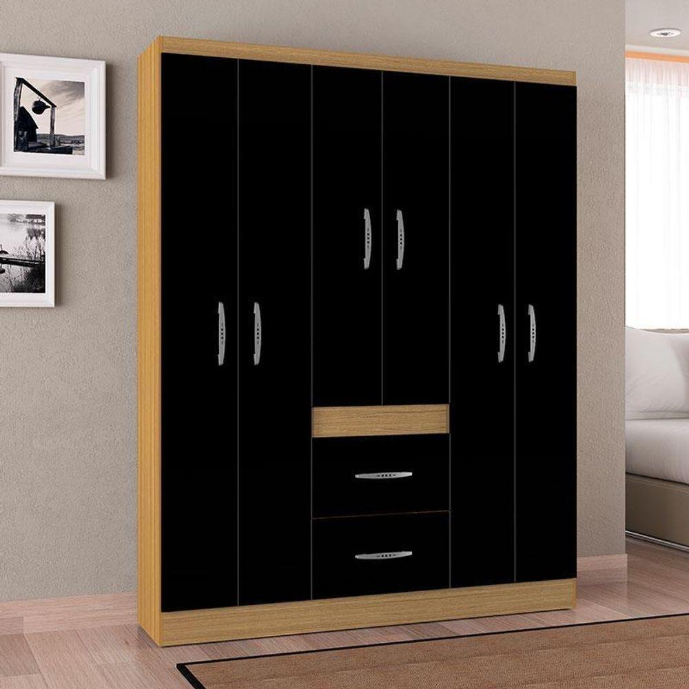 Miniatura Guarda Roupa Casal Milão 6 Portas Damasco Preto – Poquema