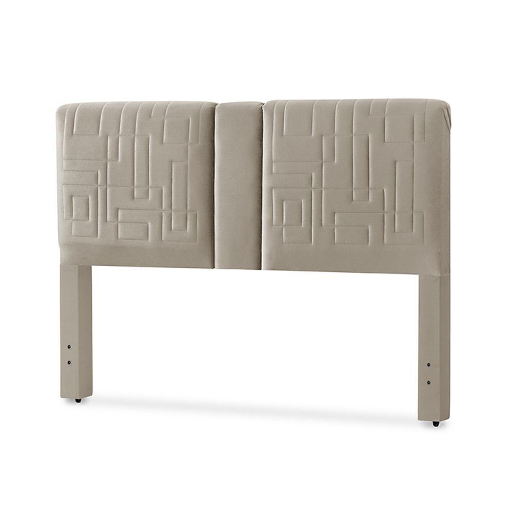 Miniatura Cabeceira Cama Box Anita Completa Regulável 140-160-195cm X 125cm Suede Bege - Cor: Bege