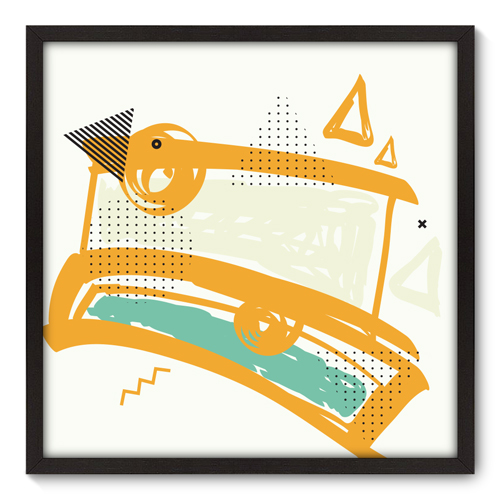 Quadro Decorativo Moldura Preta Abstrato N8106 - 70X70Cm