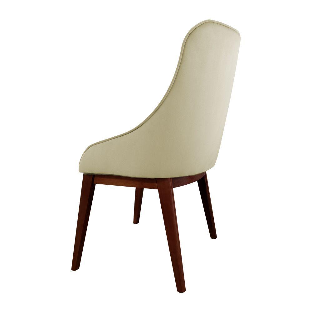 Miniatura Kit 2 Cadeiras De Jantar Elisa Nobre Estofada Liso Veludo Bege Base Madeira Maciça Imbuia