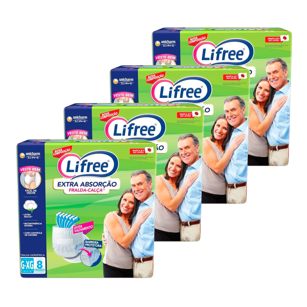 Miniatura Kit 4 Fralda Calça Lifree Extra Absorção Tamanho G/XG Com 8 Unidades