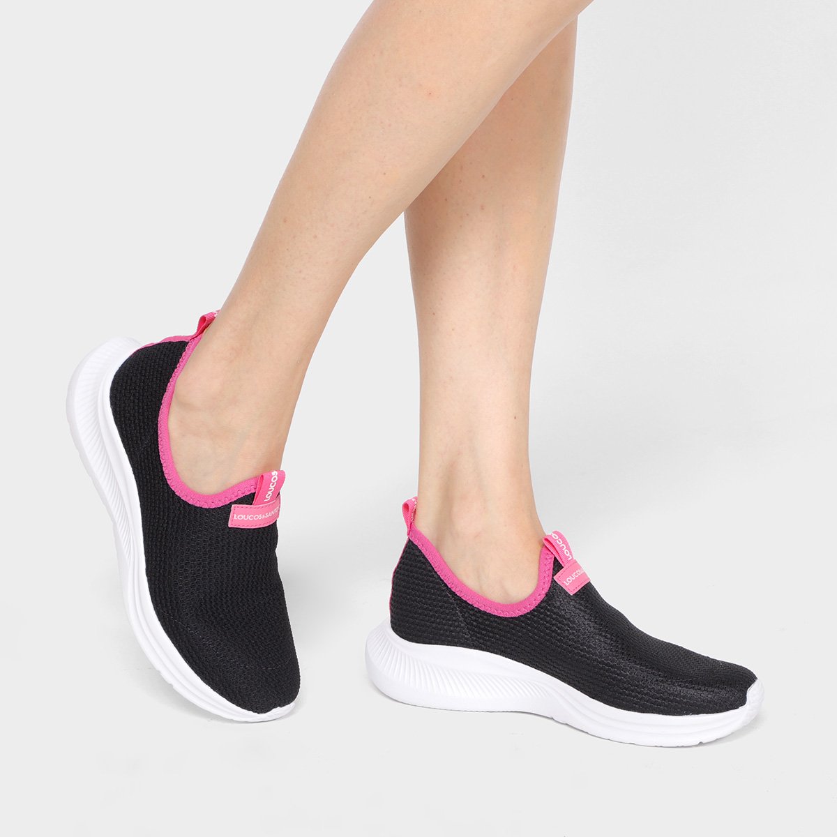 Miniatura Tênis Loucos e Santos Pop Knit Feminino Preto - 34