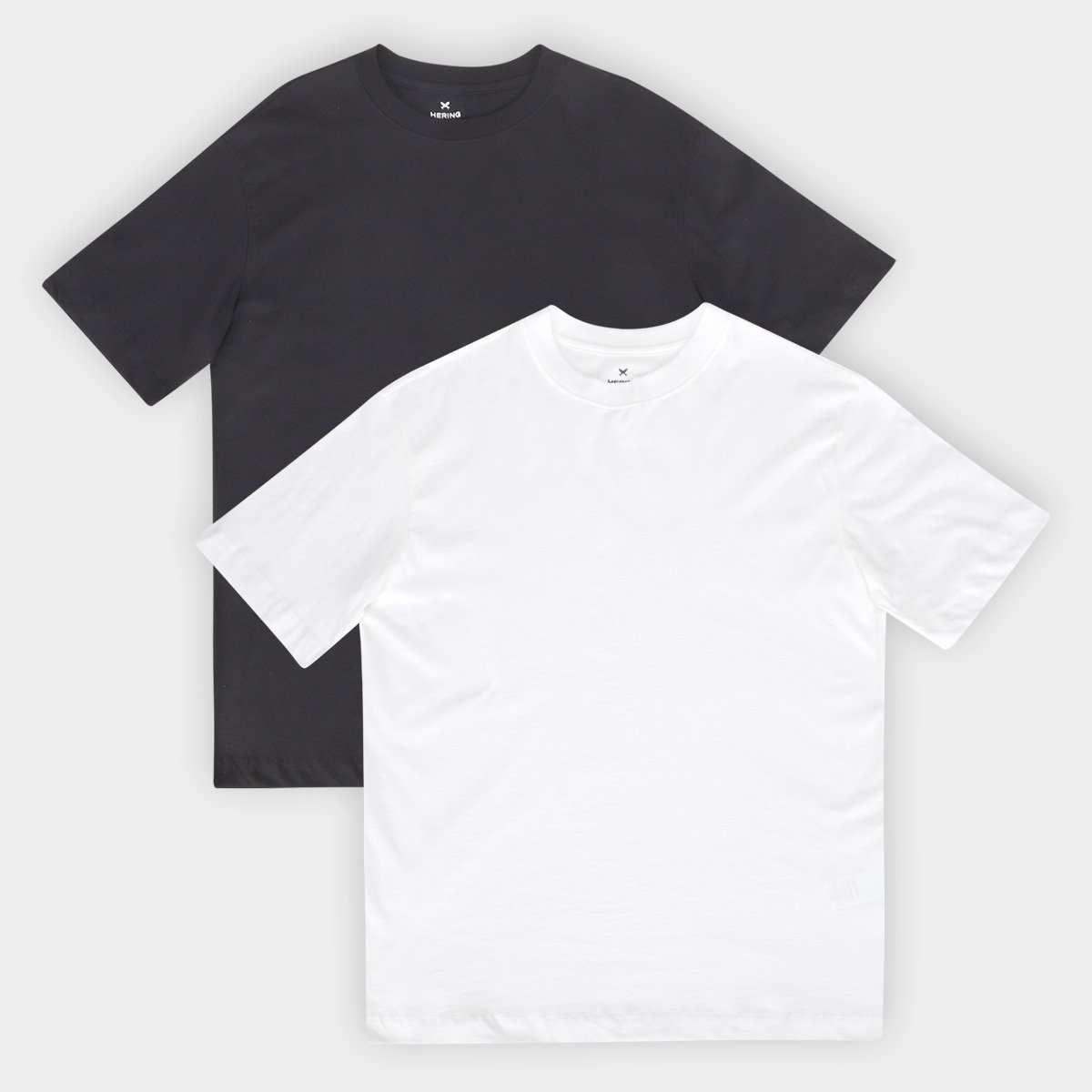 Miniatura Kit Camiseta Hering 2 Peças Masculino Preto+Branco - G