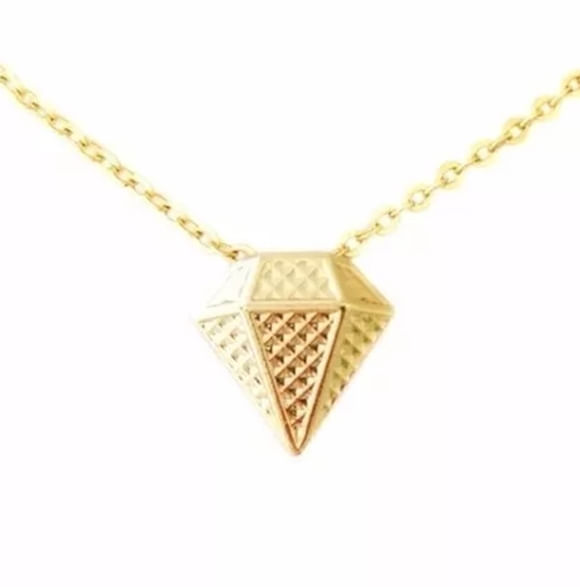 Miniatura Colar Cordão Diamante Pedra Folheado Ouro 18k