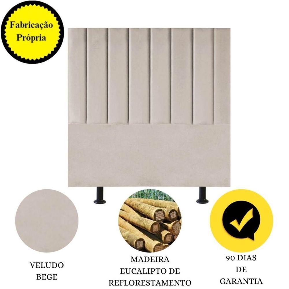 Cabeceira De Cama King Box 195 Cm Karla Carla Veludo Cor:bege