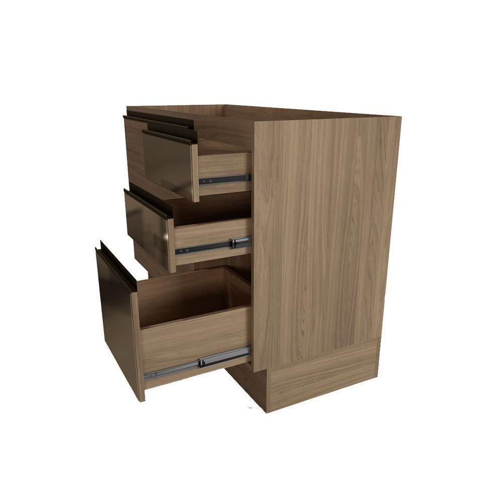 Gabinete De Cozinha Modulado Maxxi G747 1 Porta E 4 Gavetas C- Vidro + Tampo Nogal - Kappesberg