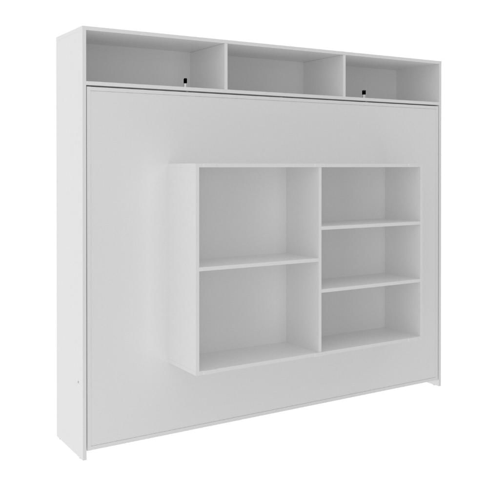 Cama Articulada Casal Horizontal com Nichos e Prateleiras Cm8043 Branco