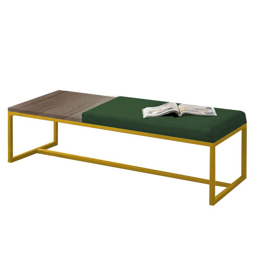 Miniatura Calçadeira Recamier Londres 160cm Dourado Suede Verde Mdf Rústico - Ahazzo Móveis