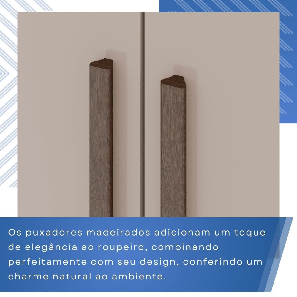 Miniatura Guarda-roupa Casal 6 Portas 3 Gavetas com Espelho Roma Espresso Móveis Imbuia/Off White
