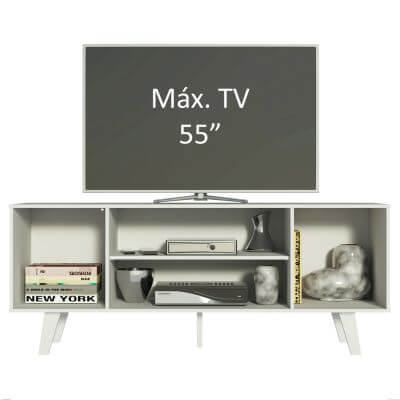 Miniatura Rack para TV até 55 Polegadas Madesa Copenhagen Branco Cor:Branco