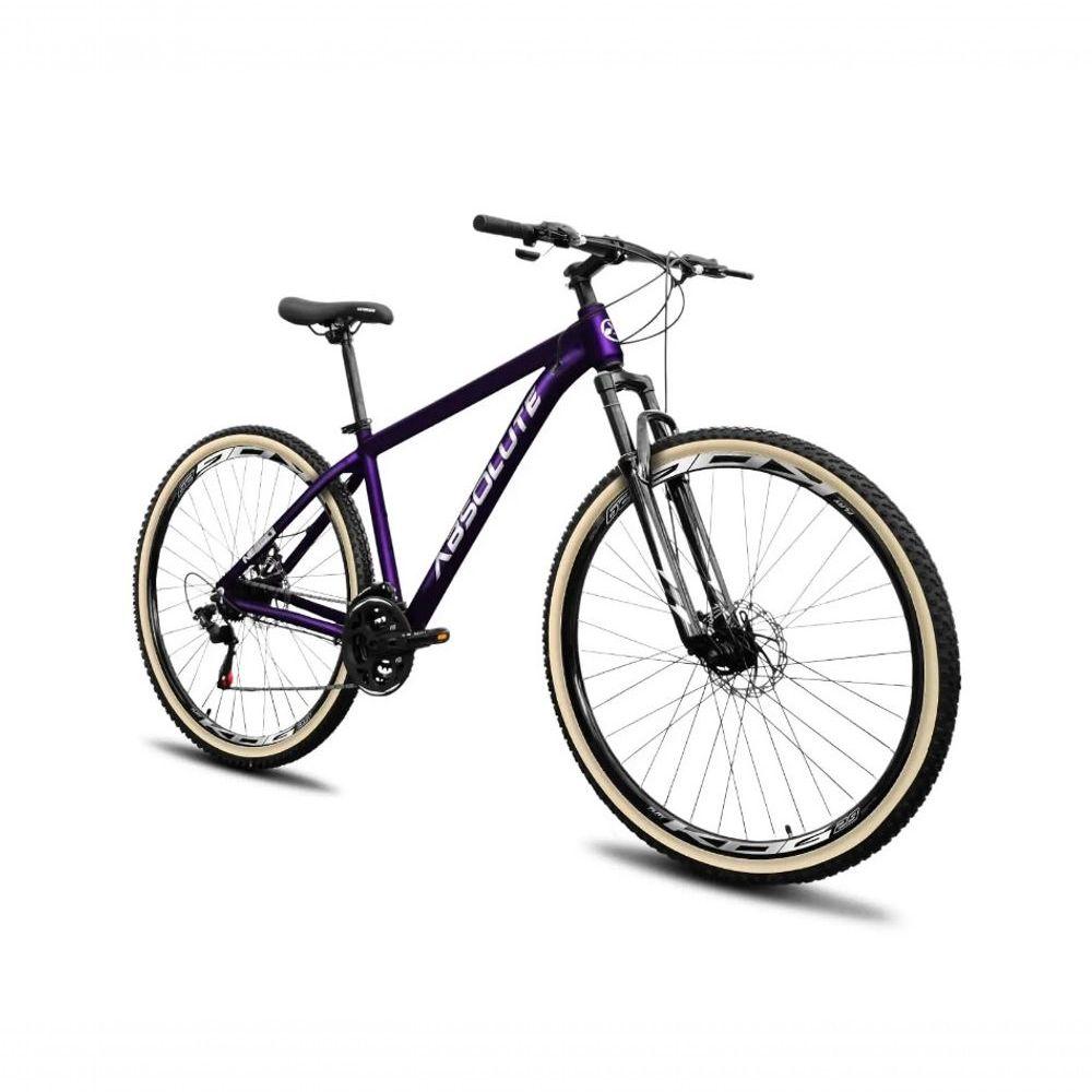 Miniatura Bicicleta Aro 29 Absolute Nero 5 Câmbios Shimano Deore/altus 27v Freio A Oléo Garfo C/trava Pneu C/faixa -roxo Tam.15