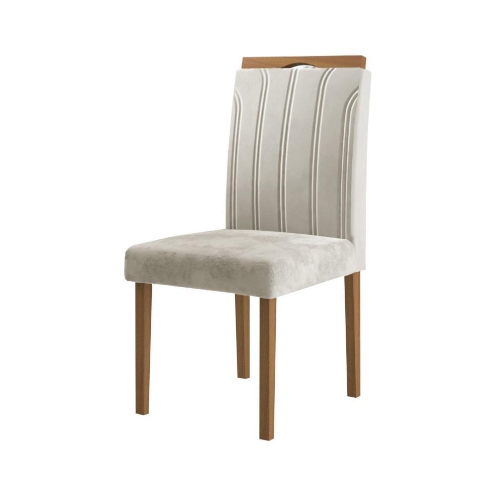 Kit 4 Cadeiras com Puxador 03 Madenova Móveis Marfim/Mel