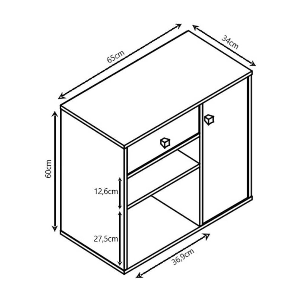 Miniatura Armário Multiuso Com Porta E Gaveta Madeirado Preto