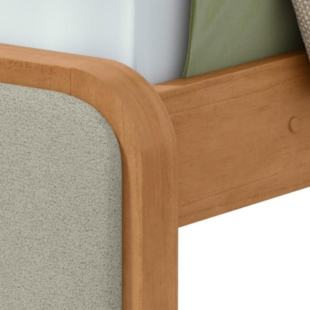 Quarto Infantil com 2 Camas Solteiro Loop Tecido Boucle e Mesa de Cabeceira 2 Gavetas Loop Amendoa Clean/Salvia