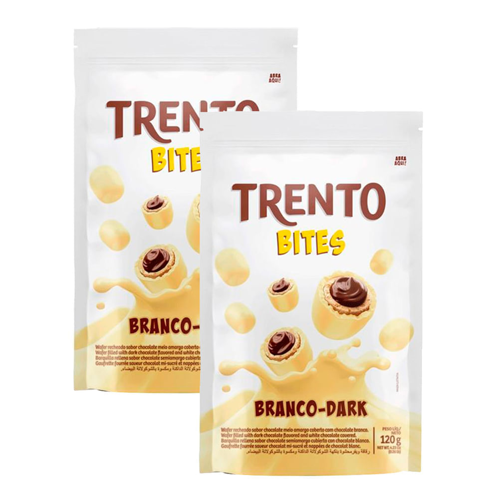 Miniatura Kit 2 Chocolate Trento Bites Branco Dark 120g