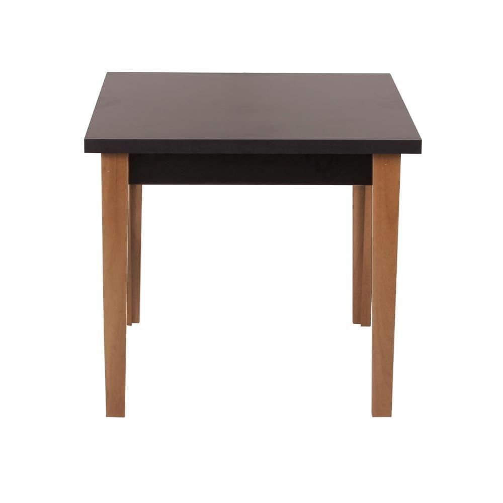 Conjunto Mesa De Jantar Luiza 80cm Preta Com 4 Cadeiras Leda Pé Escuro - Rosa