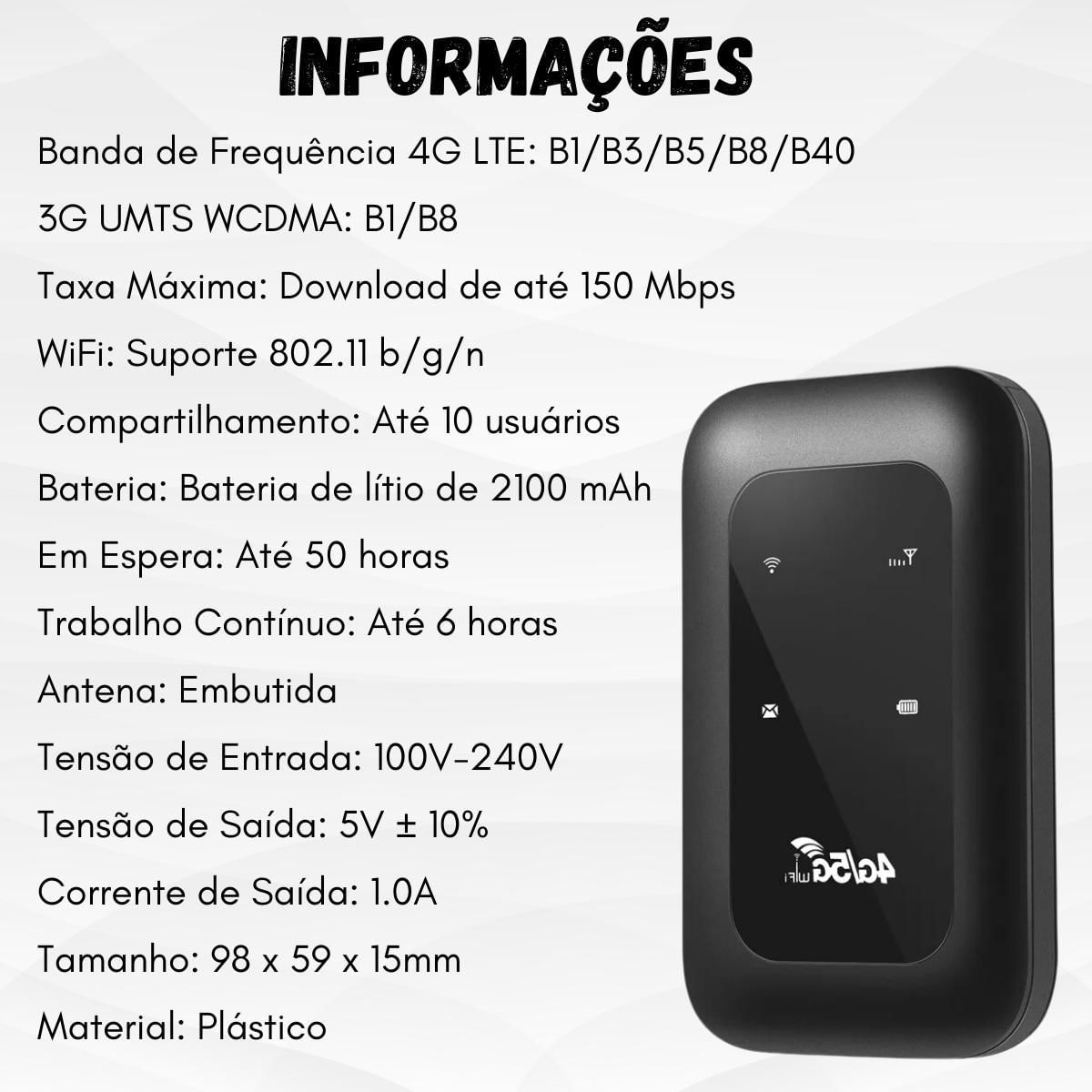 Miniatura Modem Roteador Wifi Portátil Sem Fio Amplificador Internet