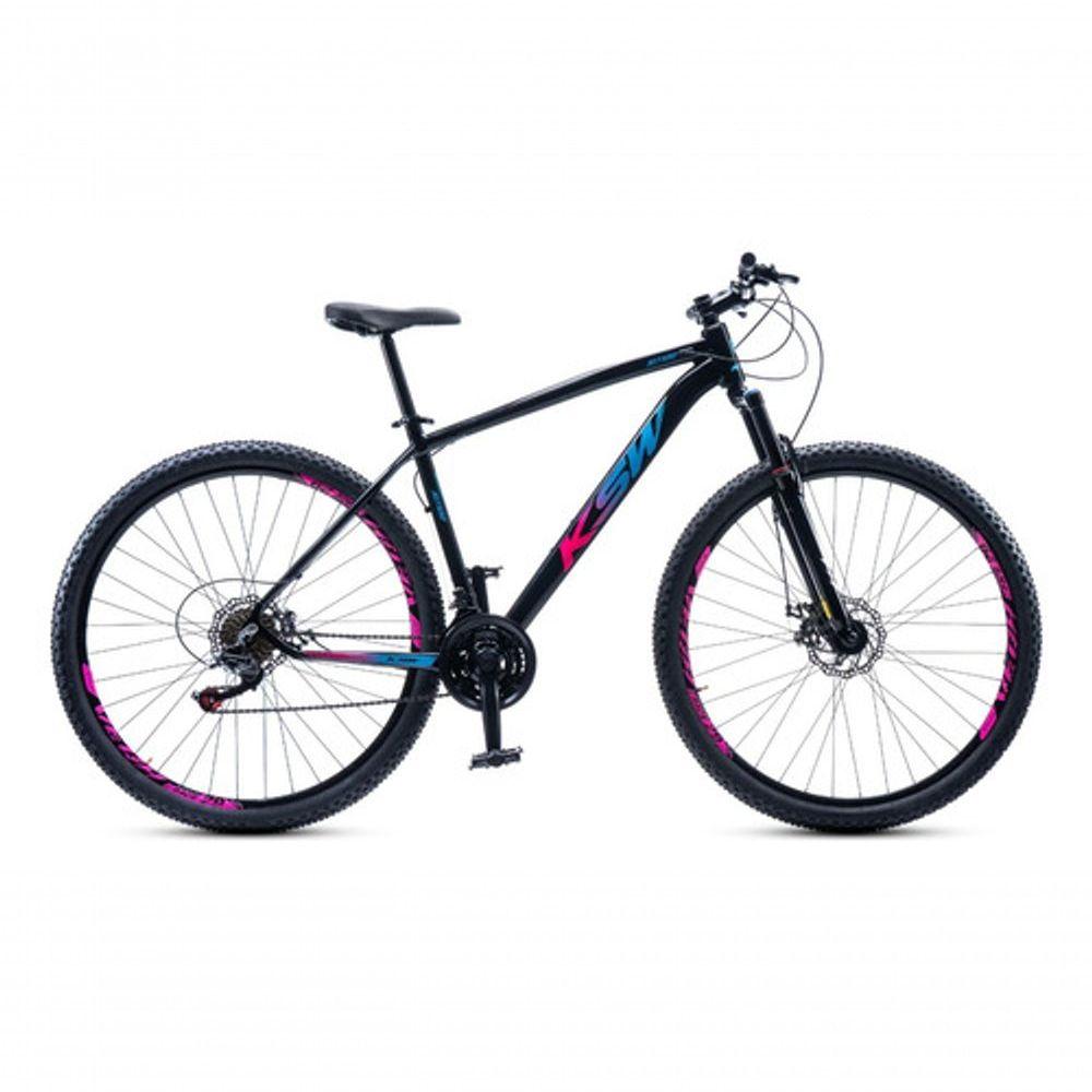Miniatura Bicicleta Ksw Aro 29 21 Velocidades Freio A Disco Mecânico Alumínio Preto/rosa/azul 21