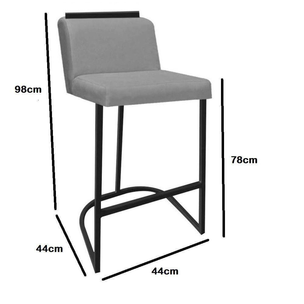 Miniatura Banqueta Com Encosto Nynna Luxo Confort Bistrô Cozinha Ferro Prata Suede Verde - Amey Decor