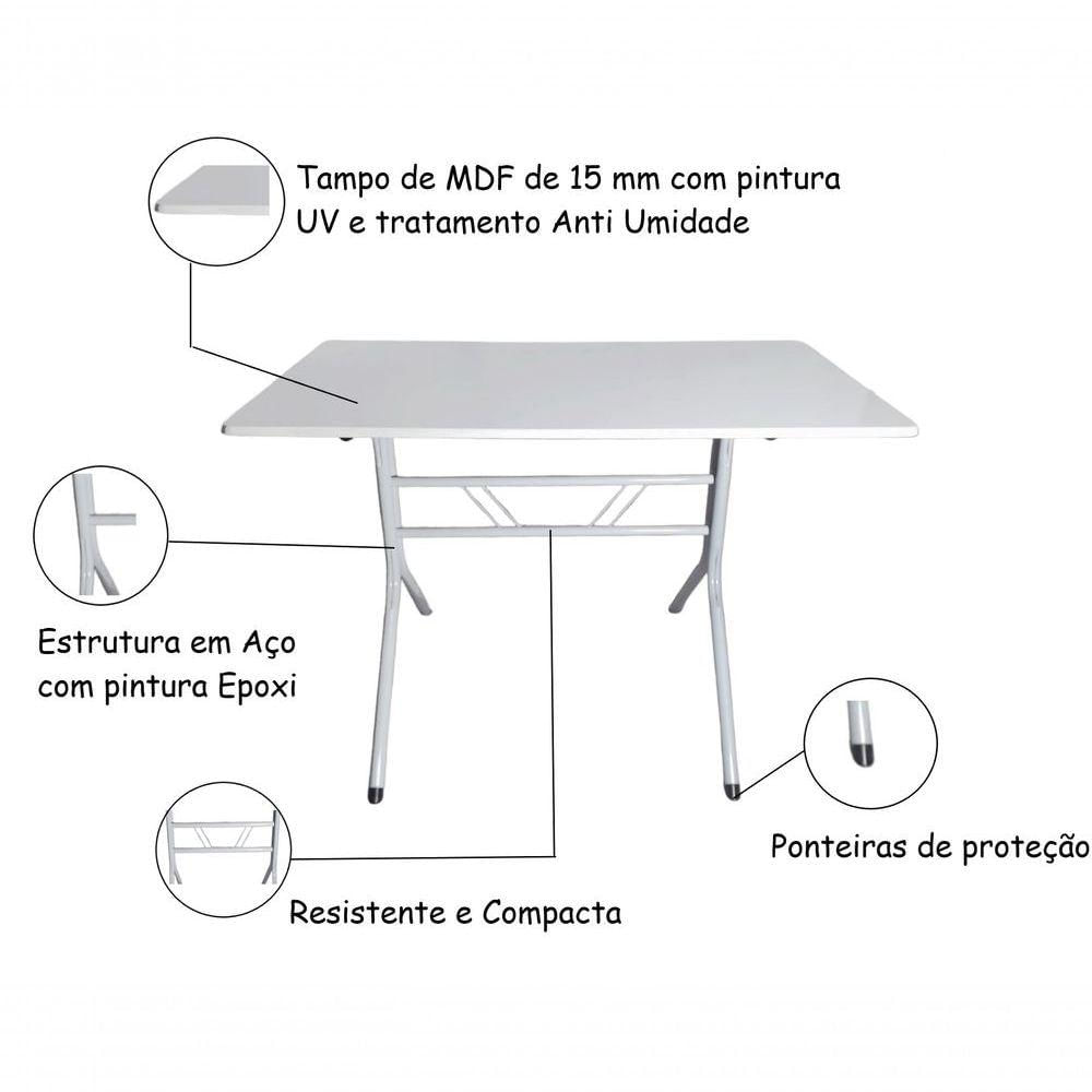 Miniatura Kit 3 Mesas Moema 120x70 Branca Base Branca