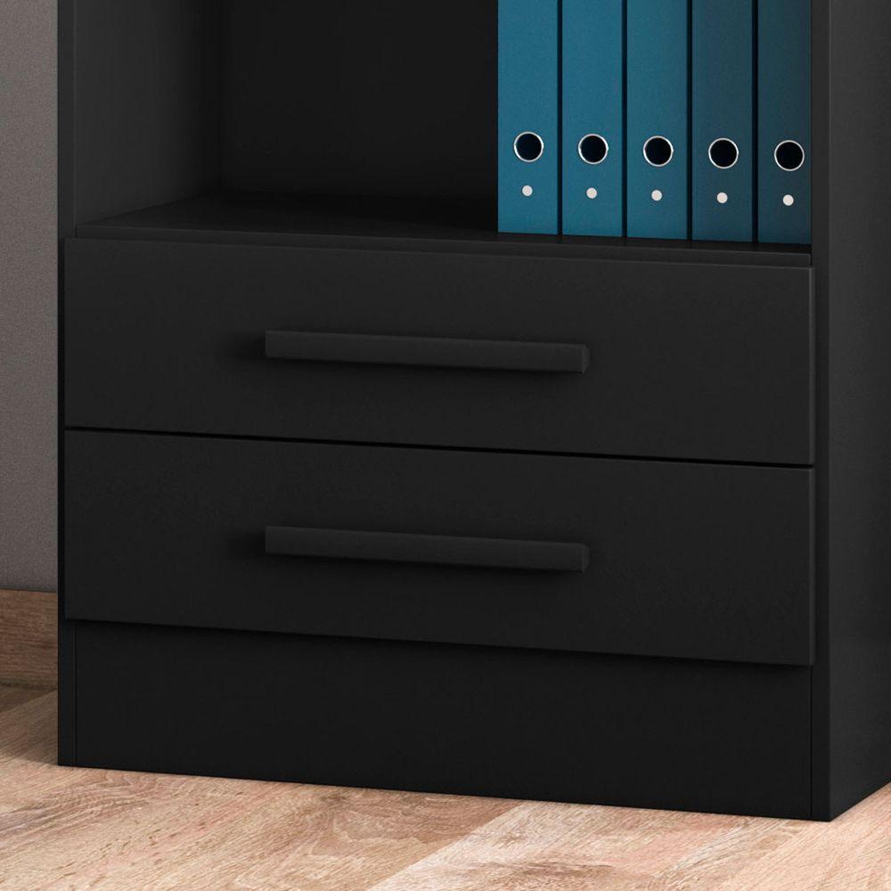 Miniatura Livreiro Com 2 Gavetas E 5 Prateleiras Cor Preto Qmovi