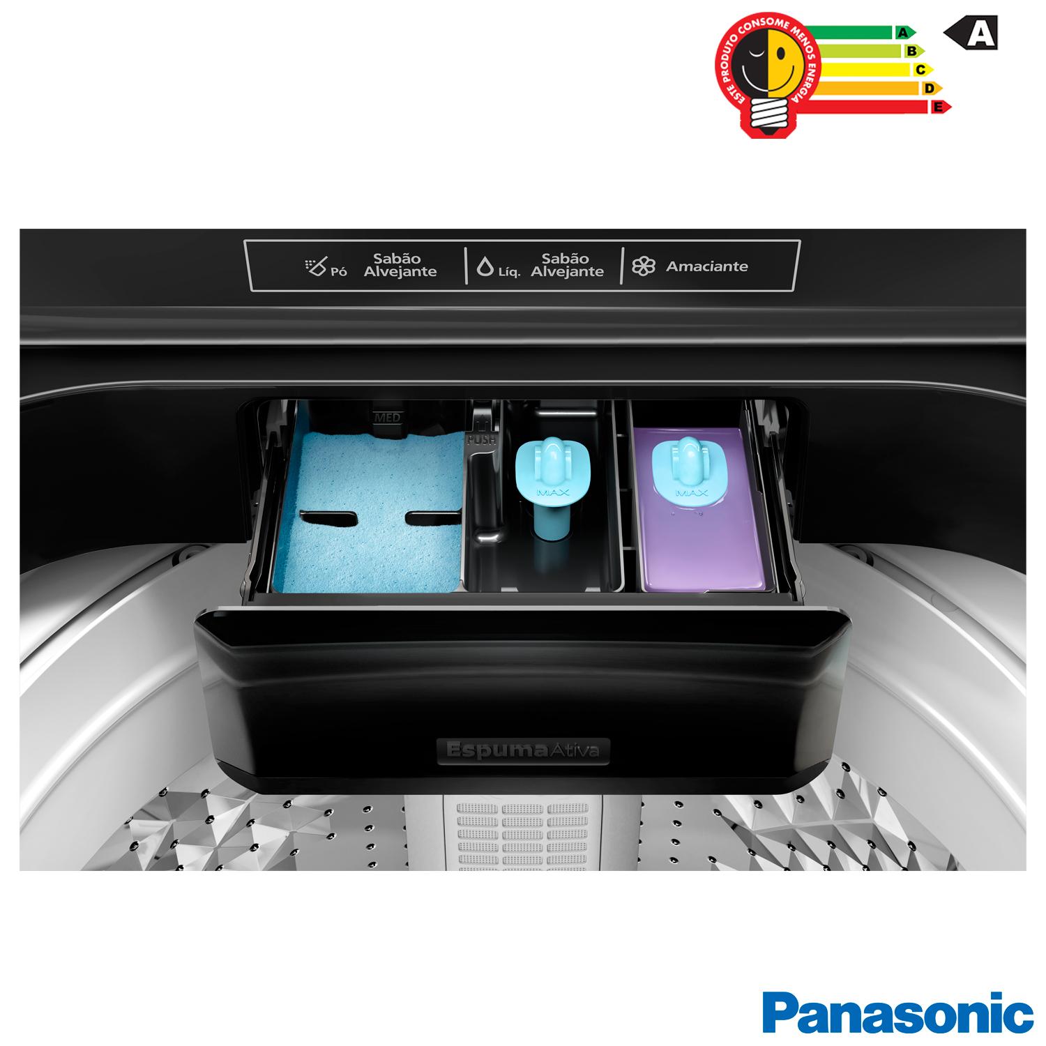 Lavadora de Roupas Panasonic 12kg Titânio com 08 Programas de Lavagem - NA-F120B1TA 110