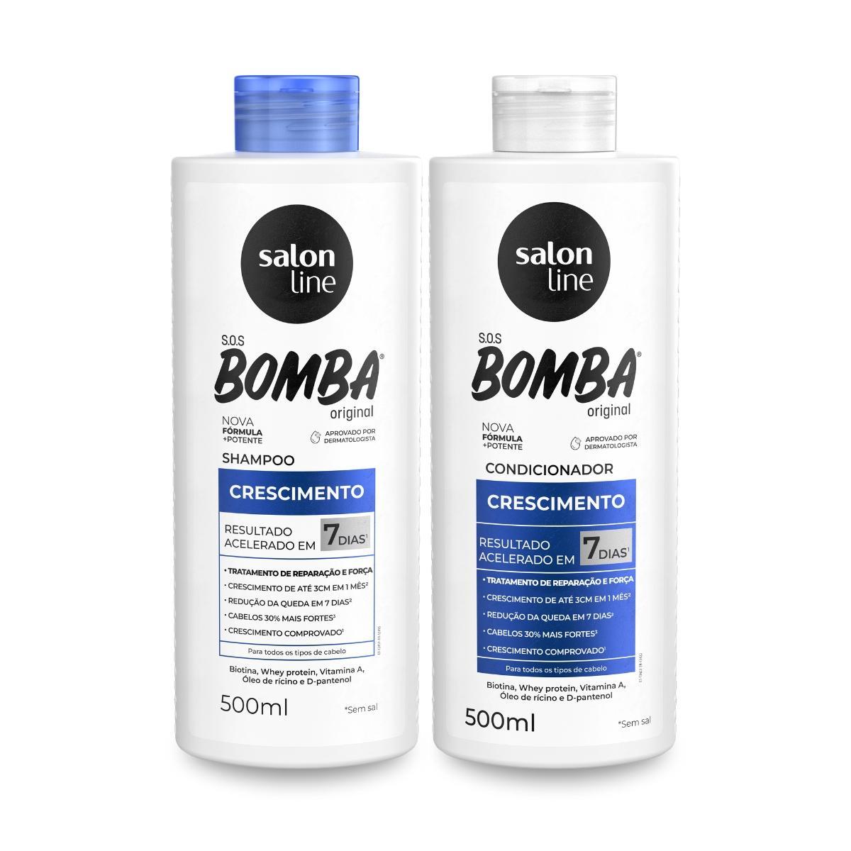 Miniatura Kit Shampoo + Condicionador Sos Bomba Salon Line 500Ml