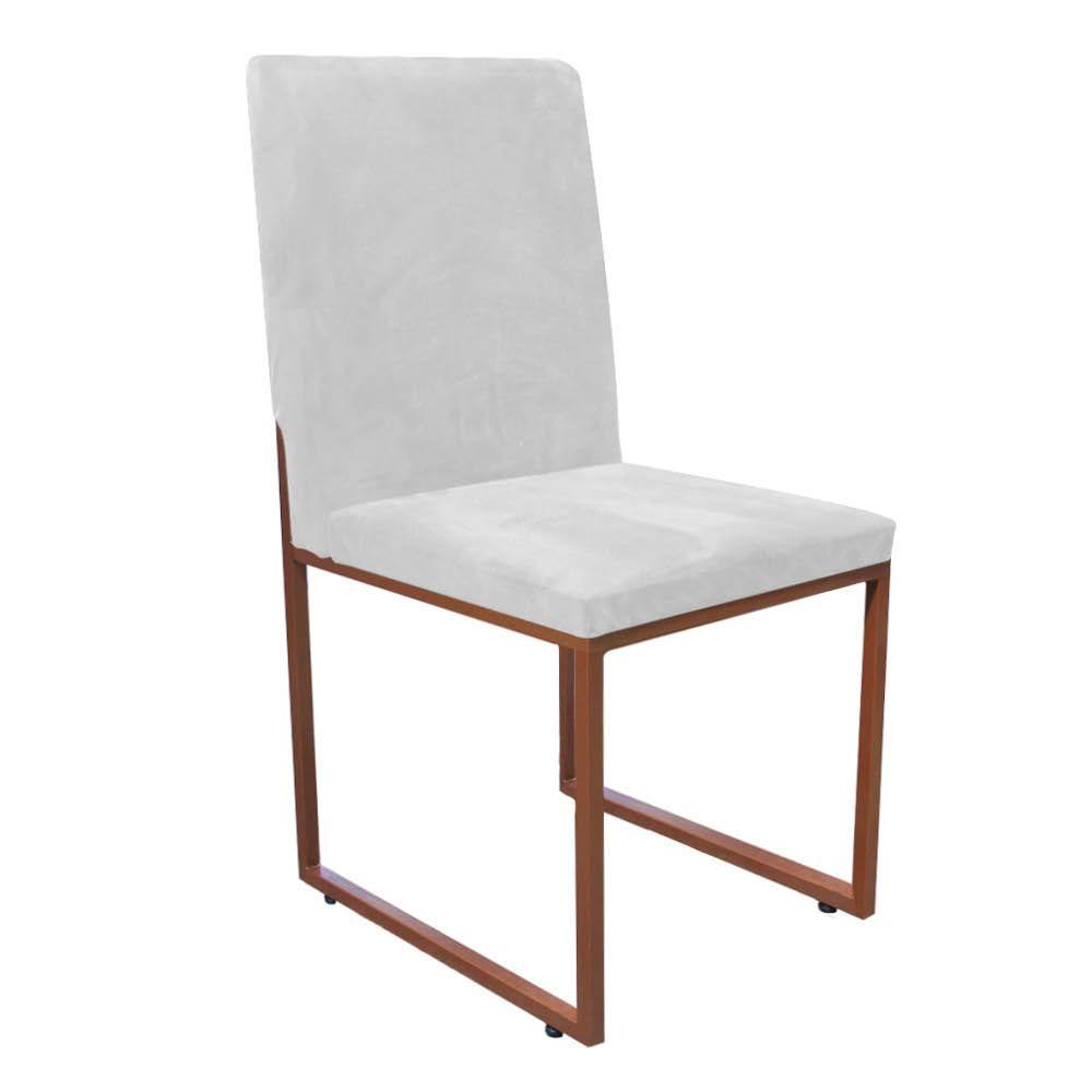 Miniatura Kit 06 Cadeira De Jantar Sttan Industrial Sala Ferro Bronze Corino Branco - Amey Decor