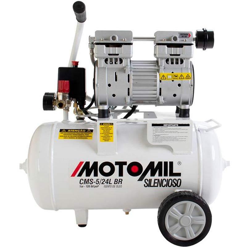Miniatura Compressor Odontológico 5 Pés 24L 120PSI Silencioso 220V CMS-5/24BR MOTOMIL 220V
