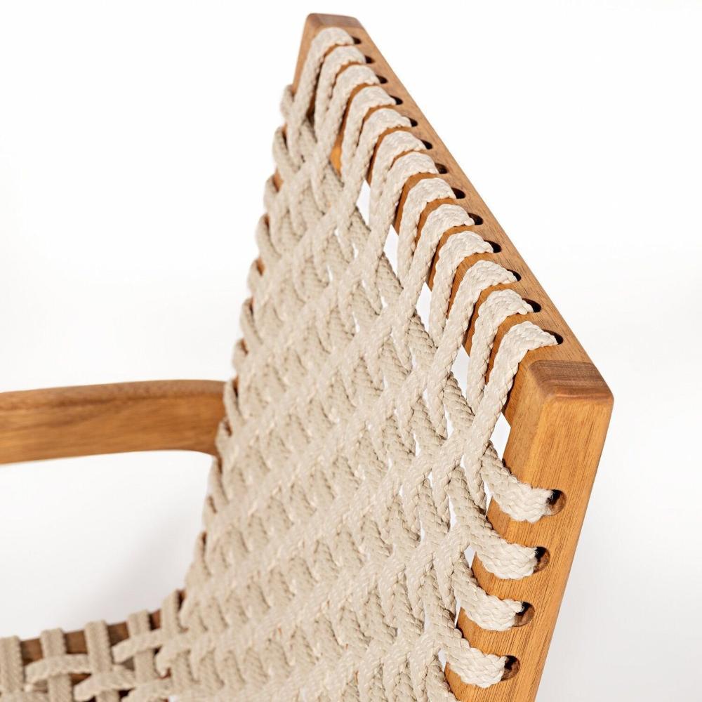 Conjunto 1 Banco 4 Cadeiras e 1 Mesa 180cm Traço Stain Jatobá/Corda Areia