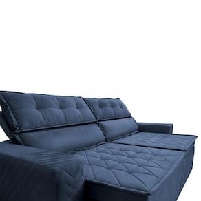 Sofá 4 Lugares Cama inBox Belém Retrátil e Reclinável Revestido em Suede Velusoft - 230cm de largura Azul