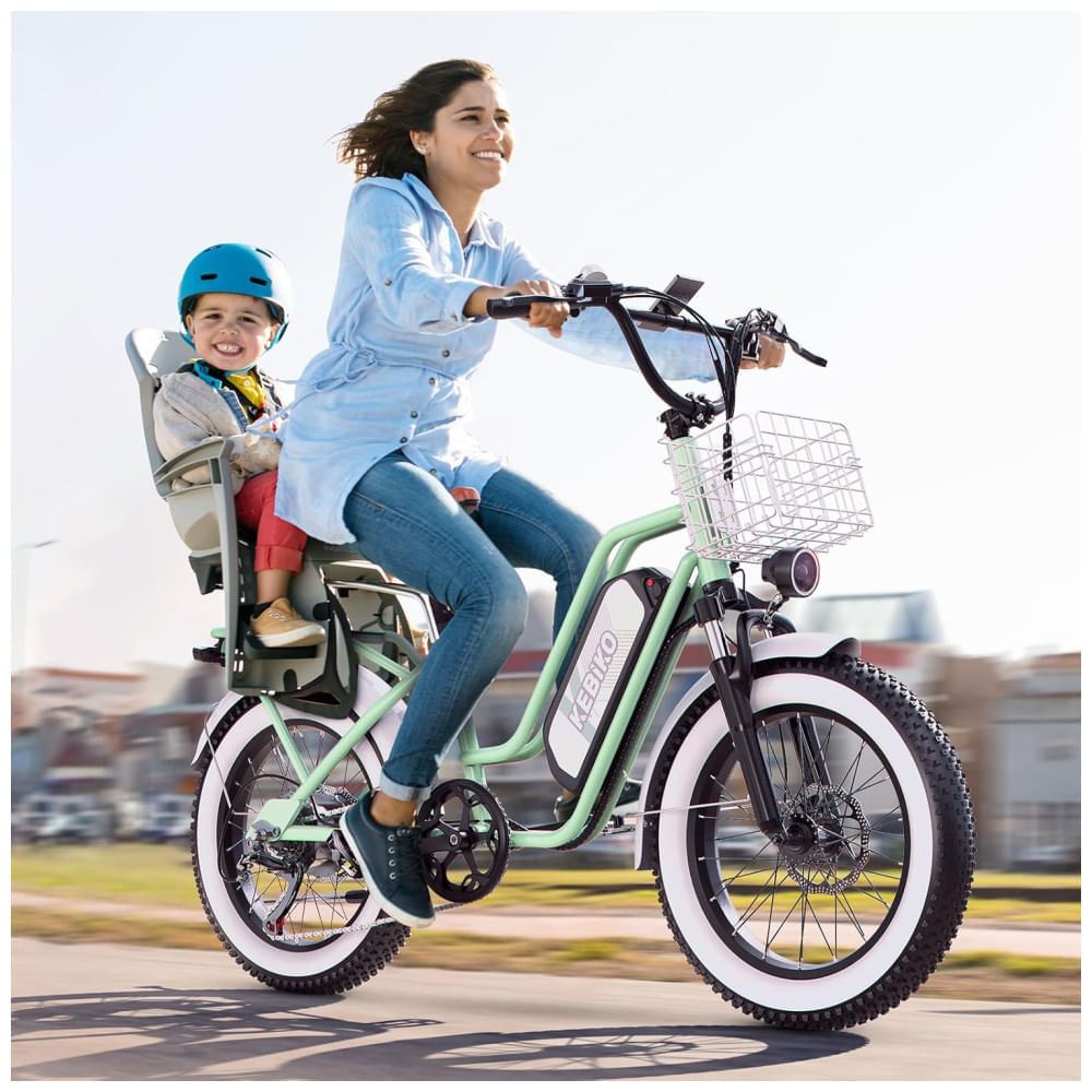 Bicicleta Elétrica para 2 Pessoas, Bateria Removível de 48V 20AH, Motor Potente, Pneus Largos 20"x 4.0" para Adultos, Autonomia de 80 Milhas, Velocida