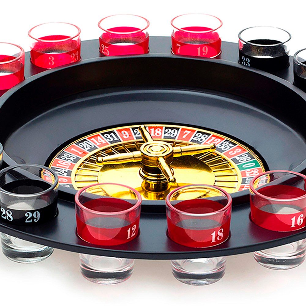 Miniatura Jogo Roleta Cassino com 16 Copos Shot