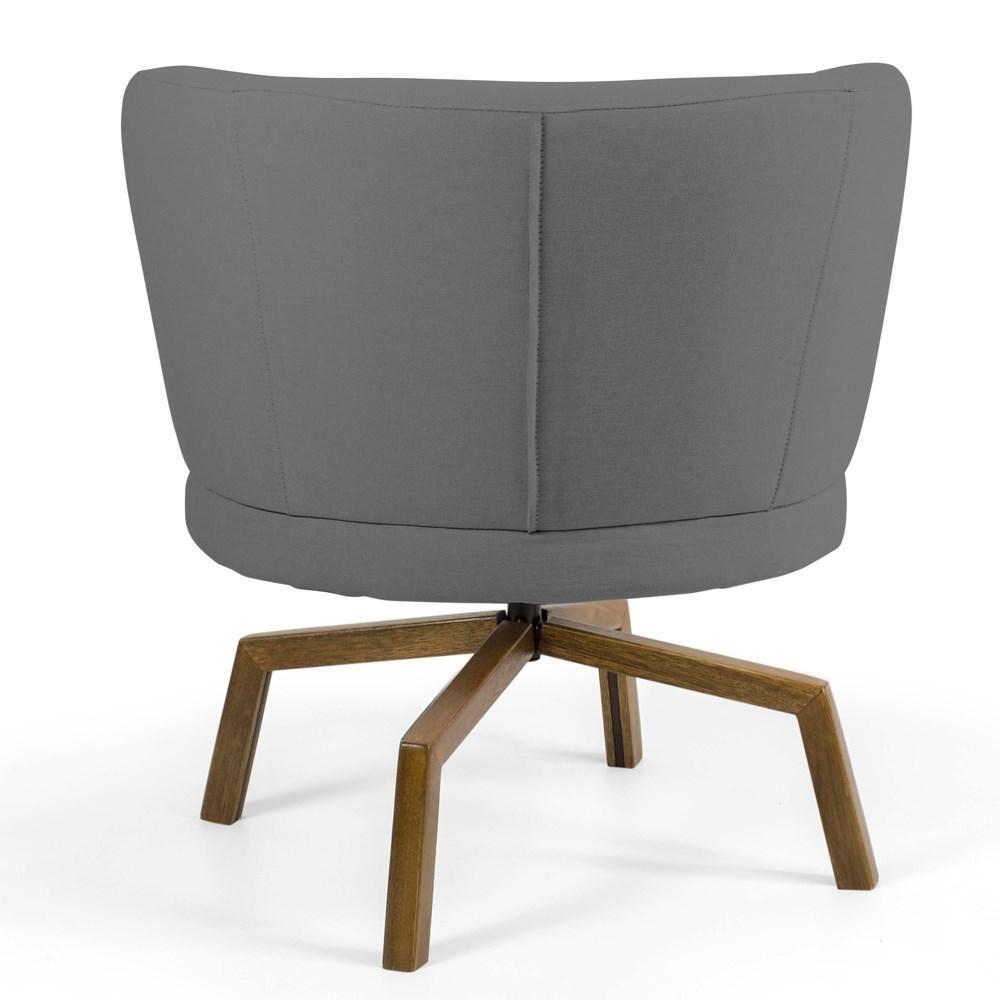 Miniatura Poltrona Decorativa Sala De Estar Melissa Base Ka Giratória Veludo C-317 Cinza - Domi