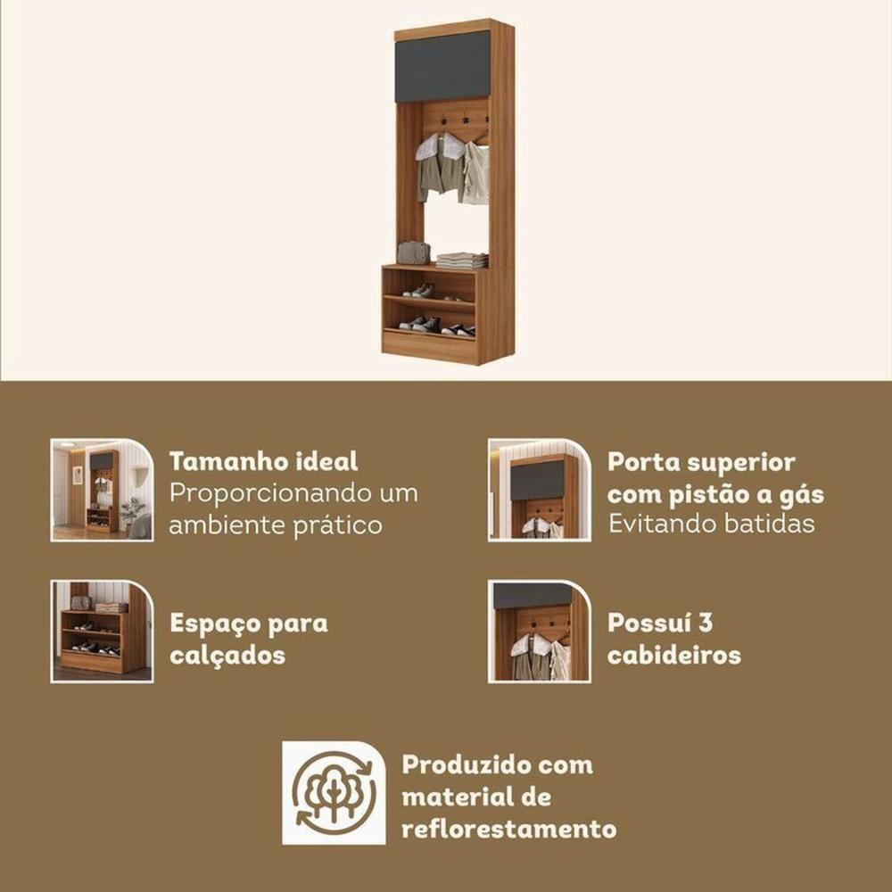 Quarto Juvenil Completo com Treliche e Sapateira Porto Espresso Móveis Nogal/Grafite